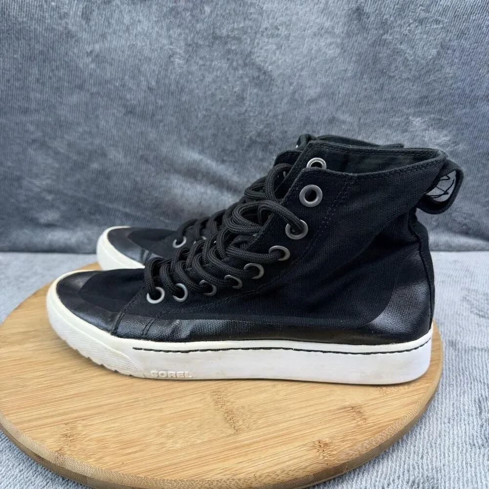 Sorel Canvas High Top Shoes Womens Size 9 Black Casual Sneakers NL2865-010